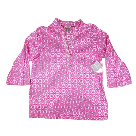 White Stag Womens Pink Tunic Blouse Floral & Sequins size M NWT JH1249 - Picture 1 of 4